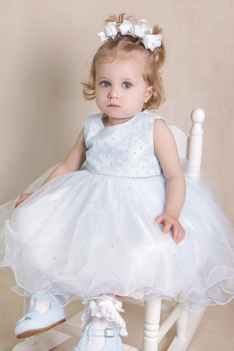 Robe en tulle à sequins pour bébés et filles - RILEY - Bleu Bébé