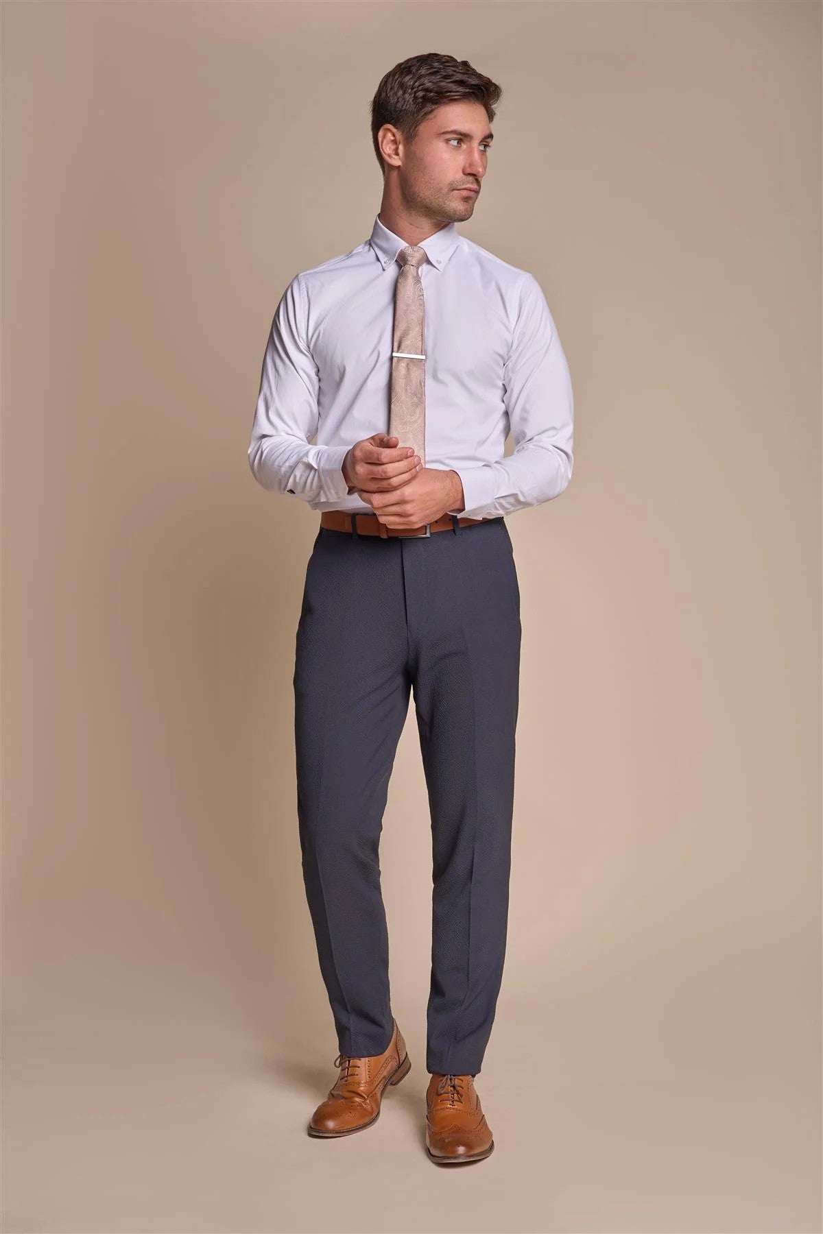 Men’s Textured Slim Fit Formal Trousers – SIREN - Navy Blue