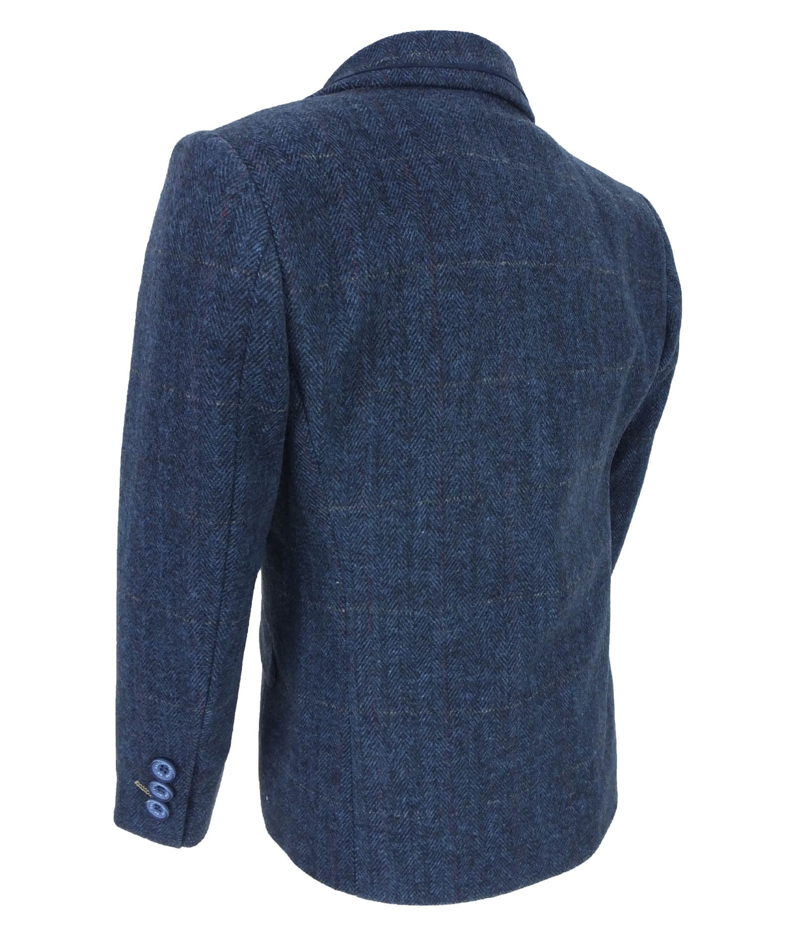 Costume en Tweed à Chevrons Slim Fit Bleu Marine pour Garçons - CARNEGI - Bleu Marine