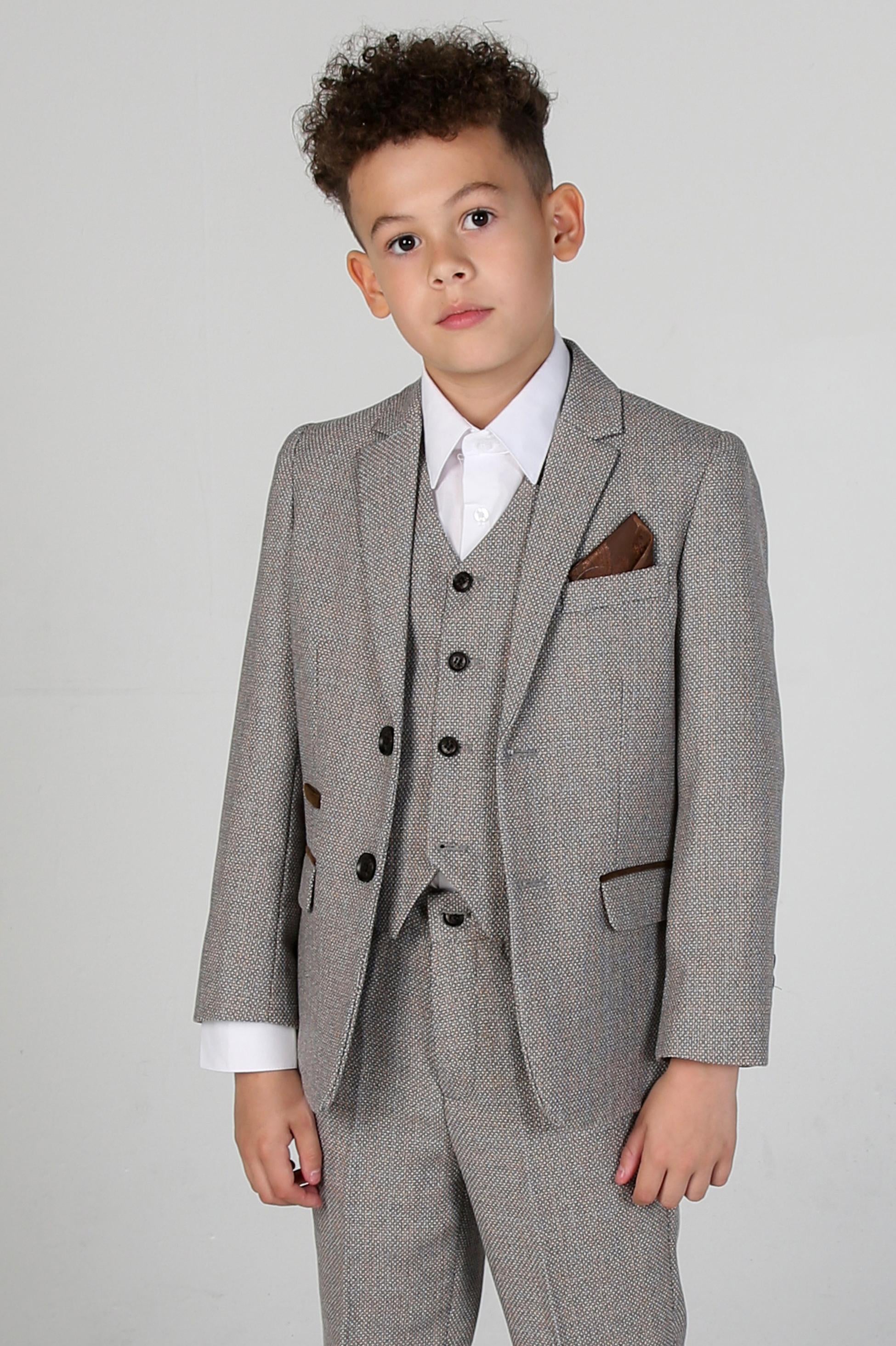 Jungen Tweed Maßgeschneiderter Formalanzug - Ralph - Creme