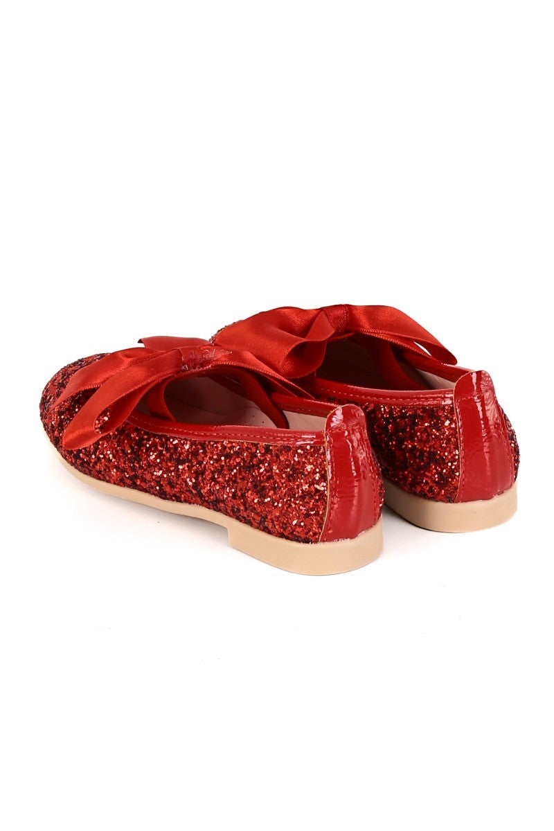 Mädchen Glitzer Ballerina Flache Pumps - LOLA - Rot