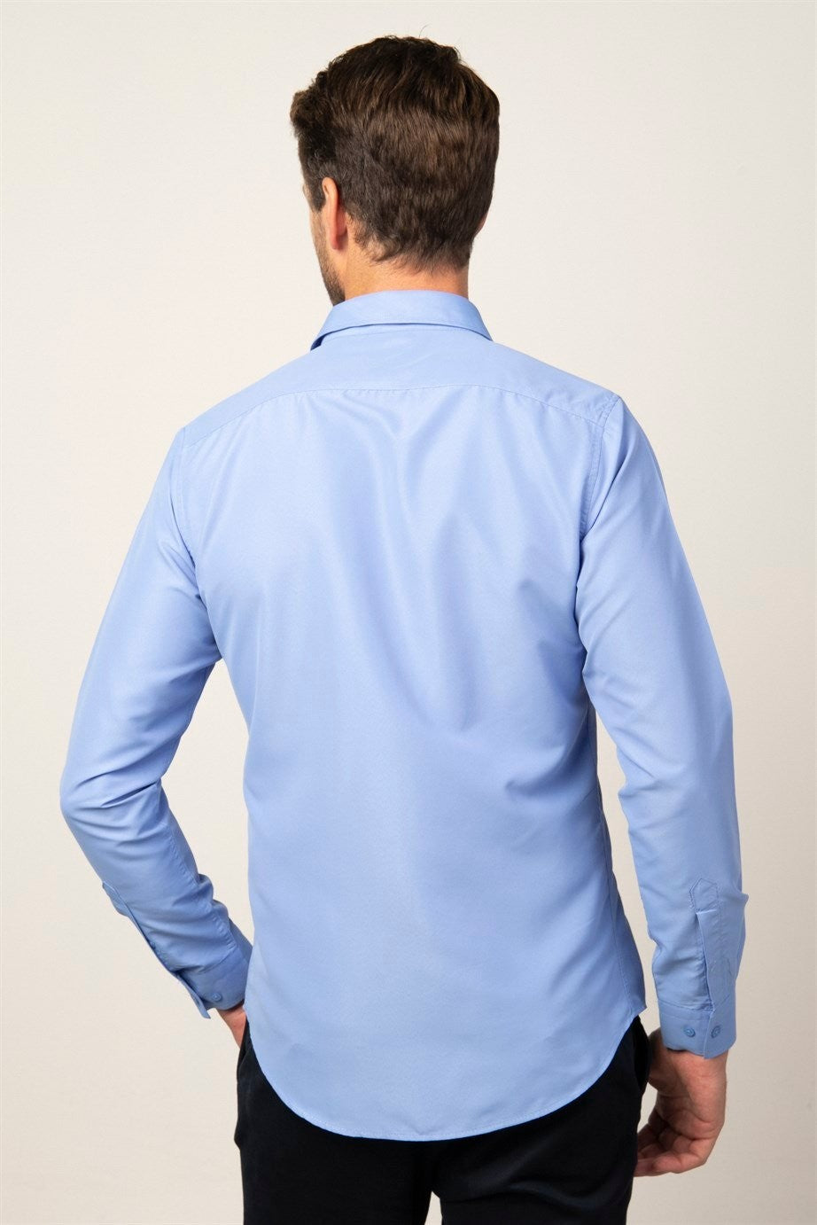 Chemise habillée à manches longues ajustée - POLY - Bleu