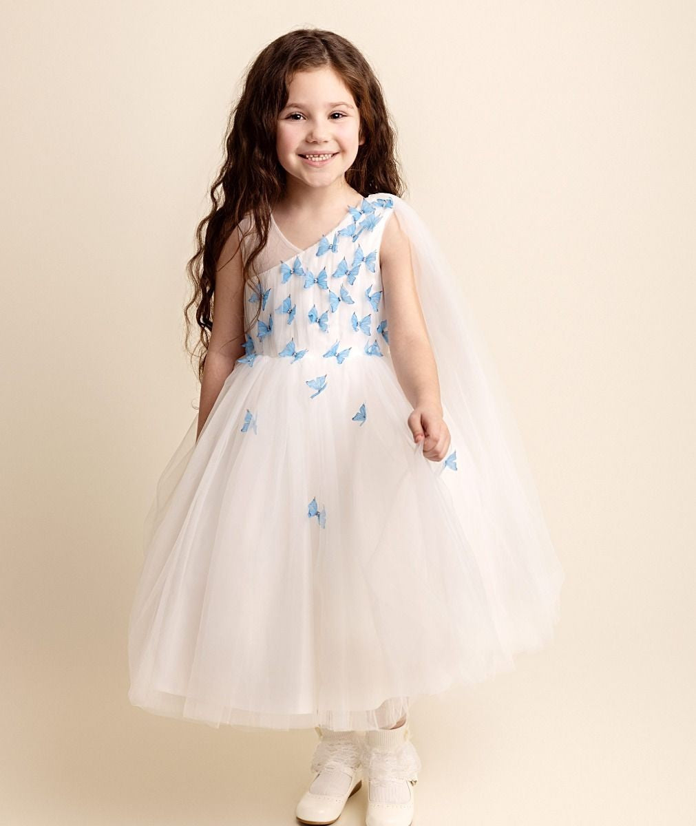 Robe en tulle avec appliqués de papillon pour filles - PARIS - Bleu