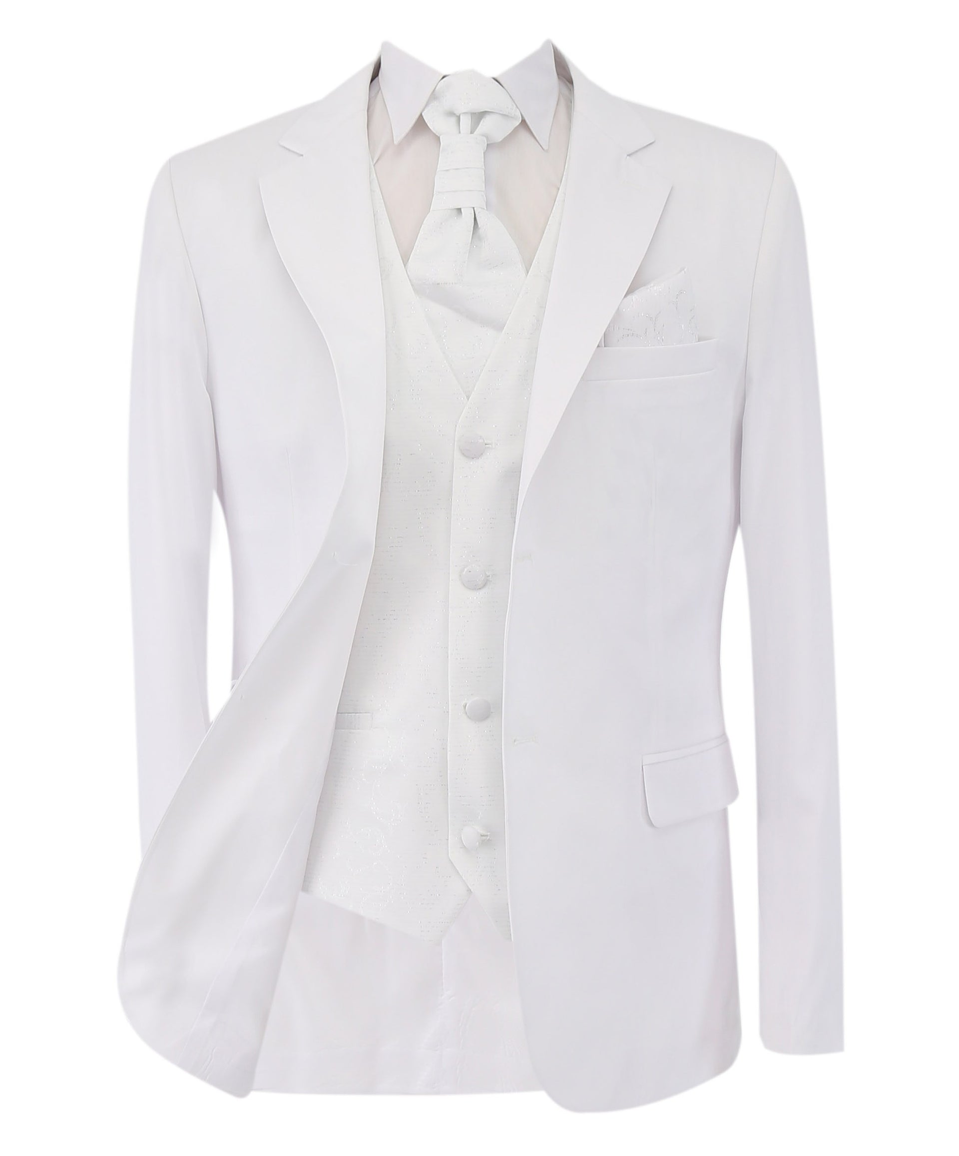 Men's Slim Fit 5-Piece Wedding Suit in White