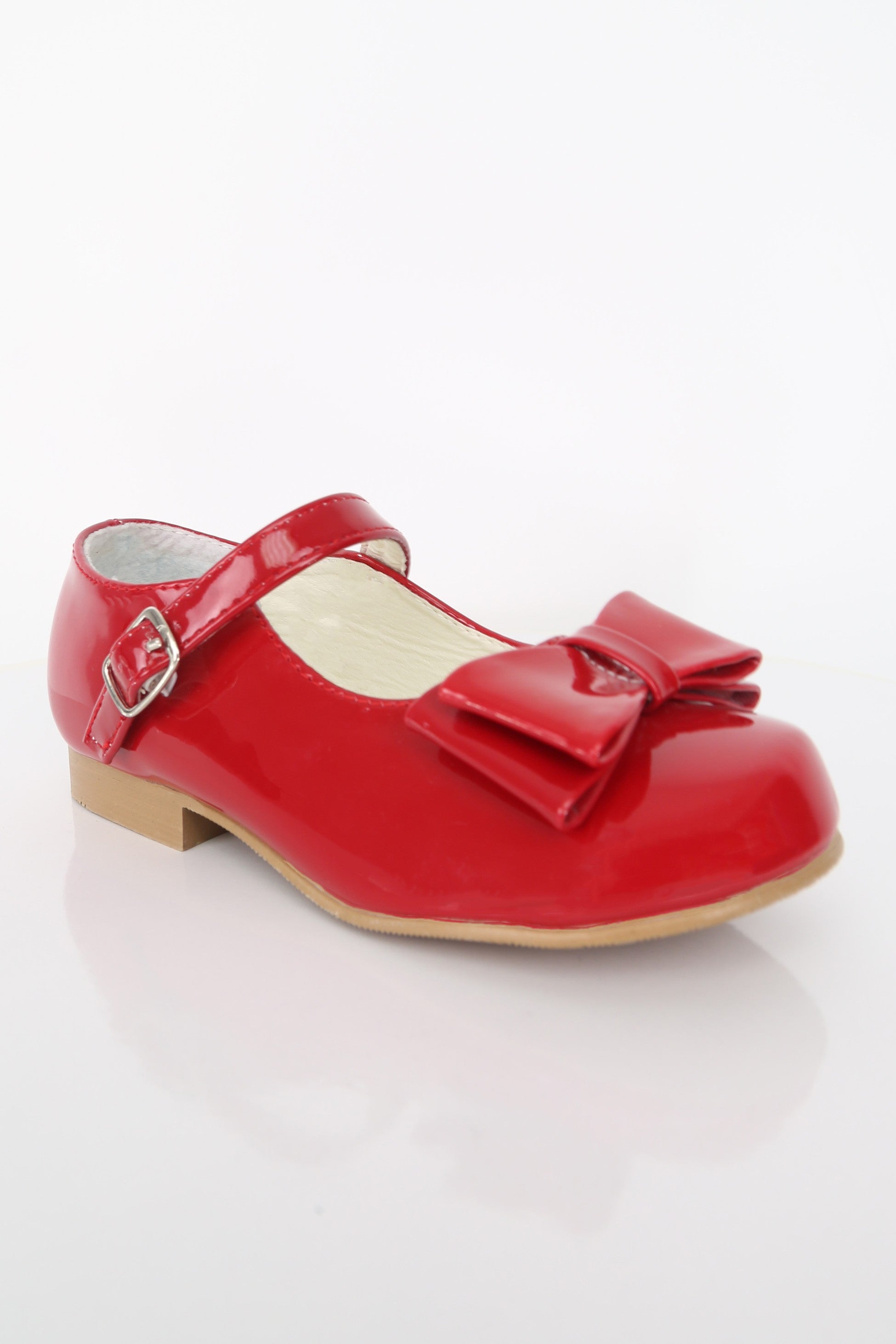 Girls Patent Mary Jane Shoes with Bow – LIYA - Red