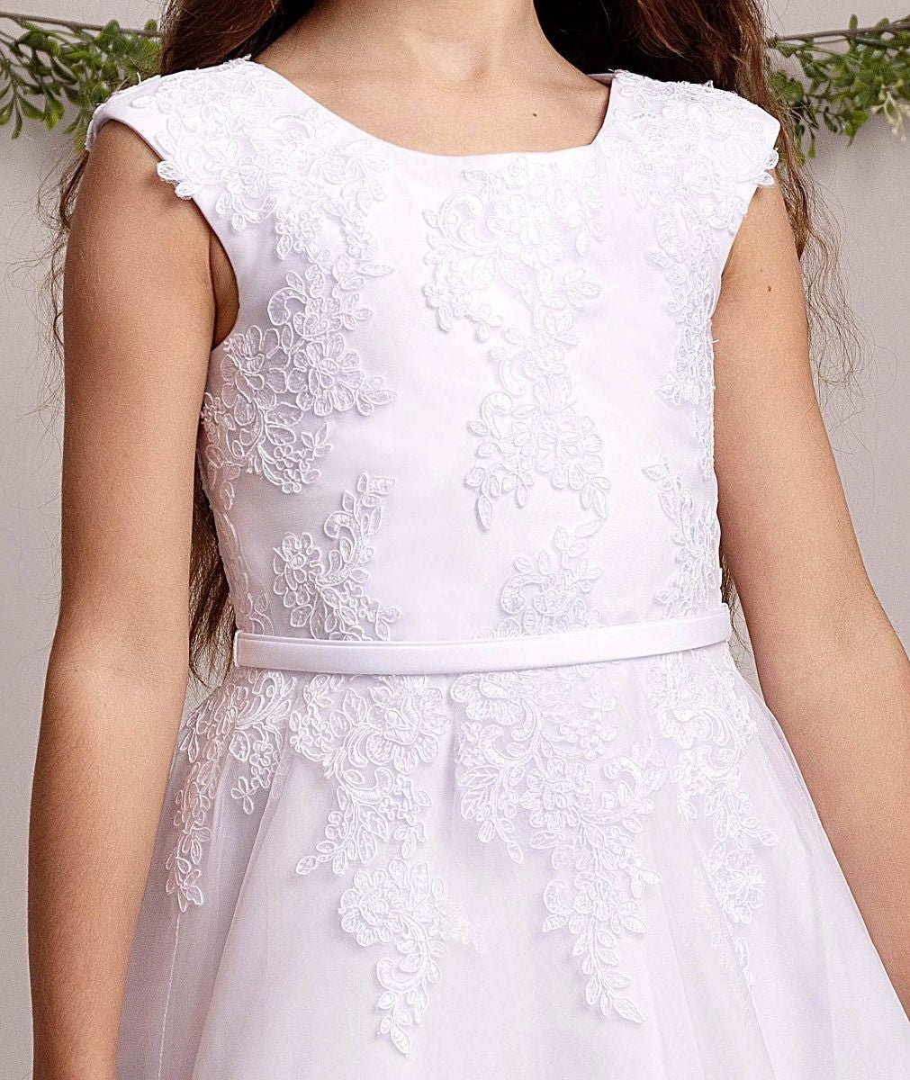 Robe en dentelle blanche longue pour filles - TIFFANY - Blanc