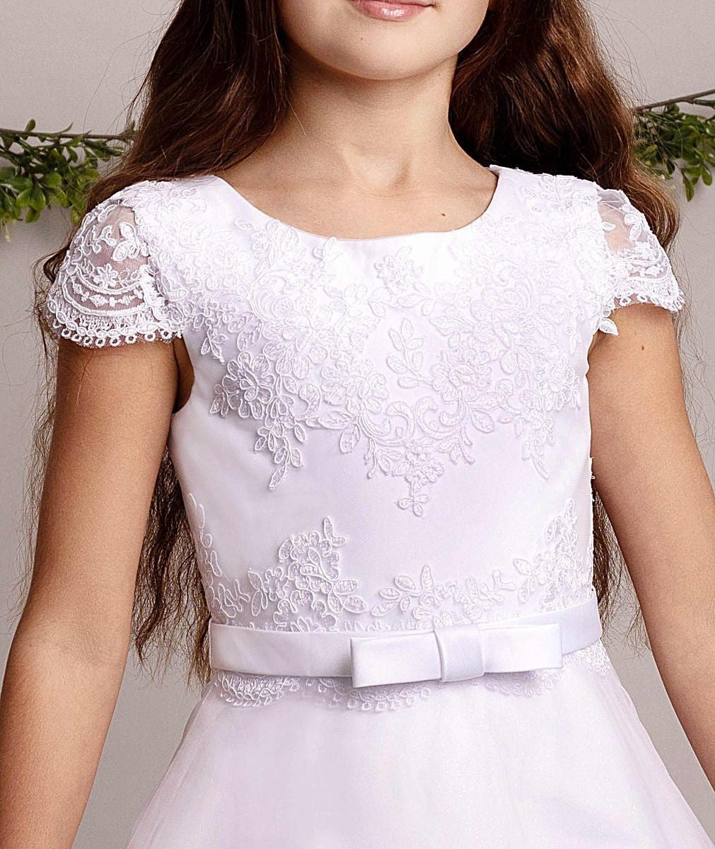 Robe de communion en dentelle blanche pour filles - BILLIE - Blanc