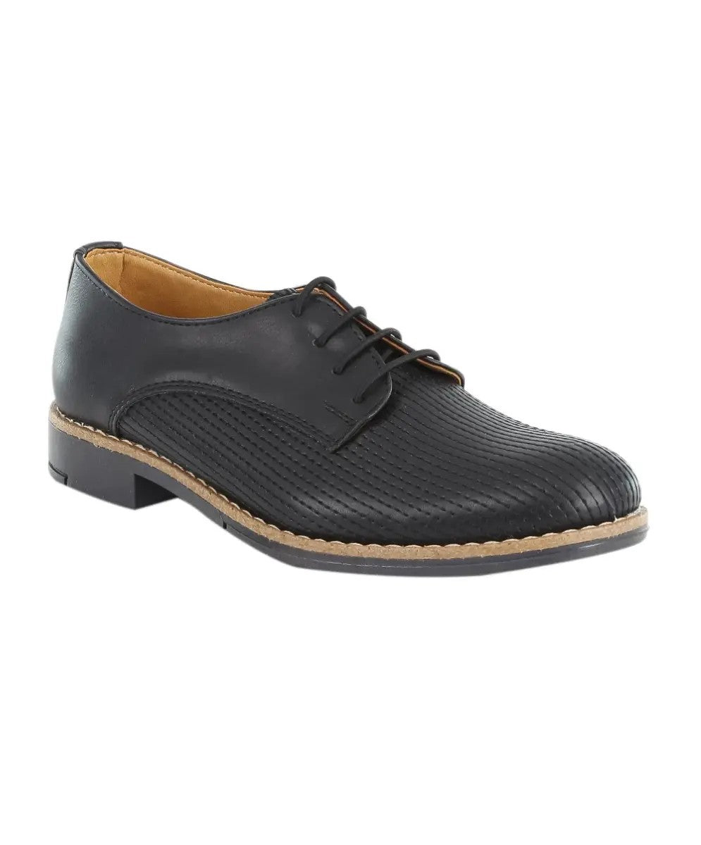 Boys Leather Lace Up Formal Shoes - Black