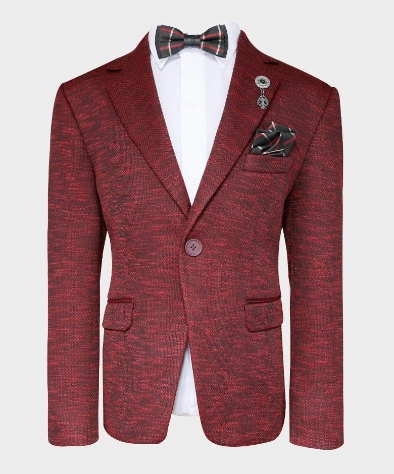 Blazer à Motifs Birdseye Tailored Fit pour Garçons - Bordeaux