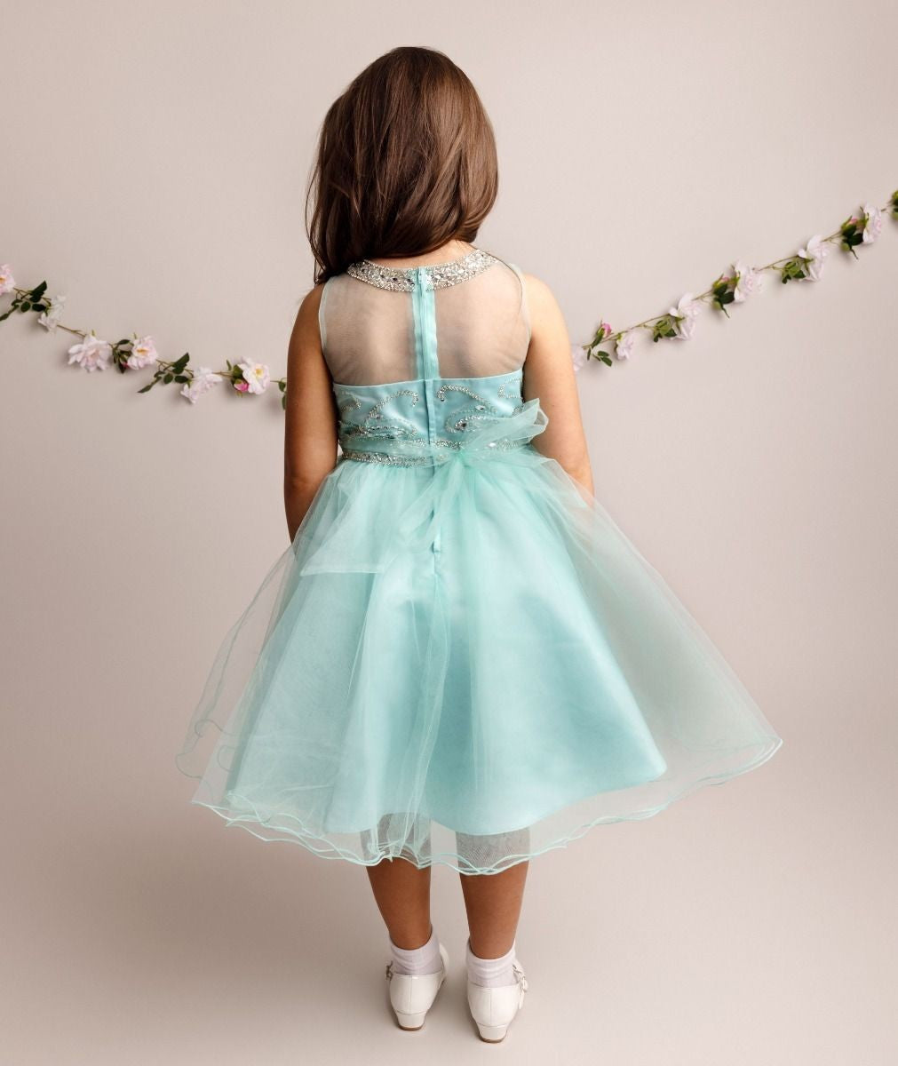 Robe en tulle avec embellissements en sequins pour filles - LOLA - Bleu Aqua