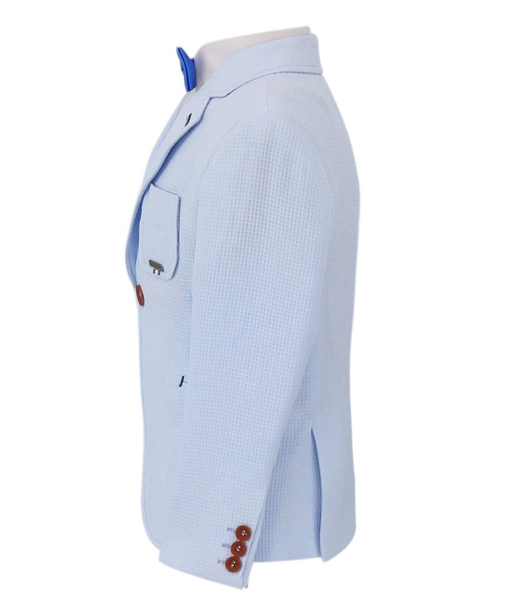 Blazer en Tissu Twill Simple Bouton Slim Fit pour Garçons - TERRY - Bleu Ciel