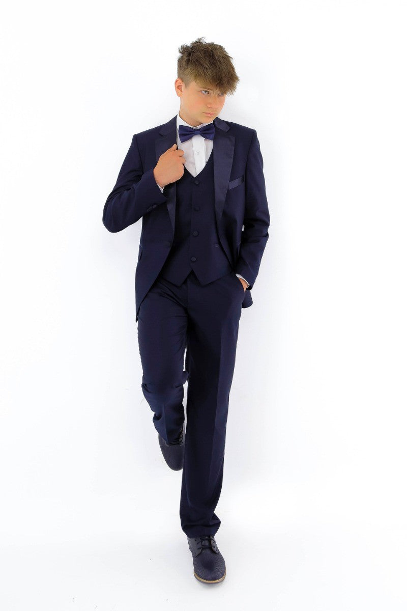 Jungen Glanzrevers Tuxedo Anzug - Navyblau