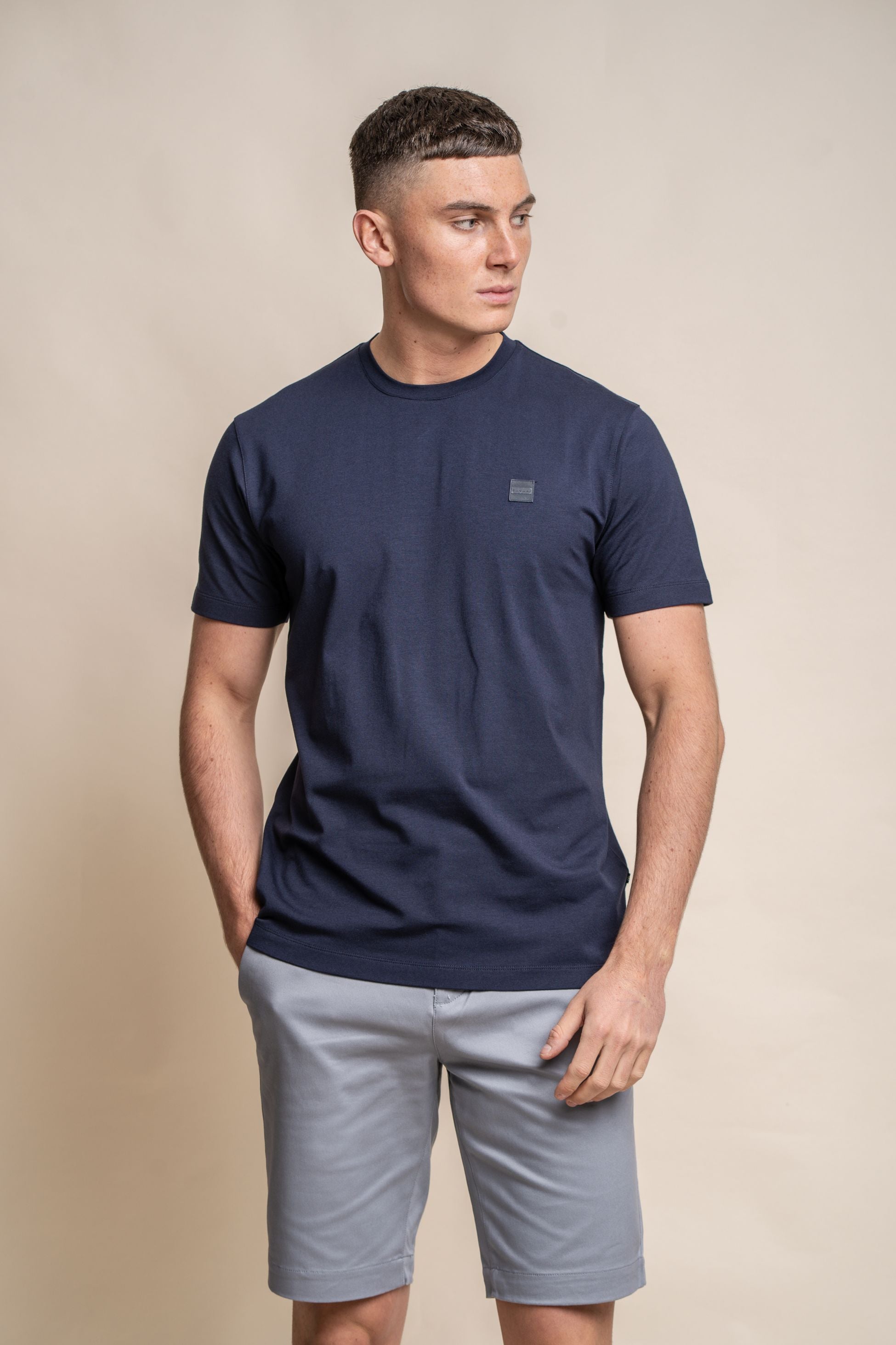 Herren Crew Neck Baumwoll T-Shirt - BOGART - Marineblau