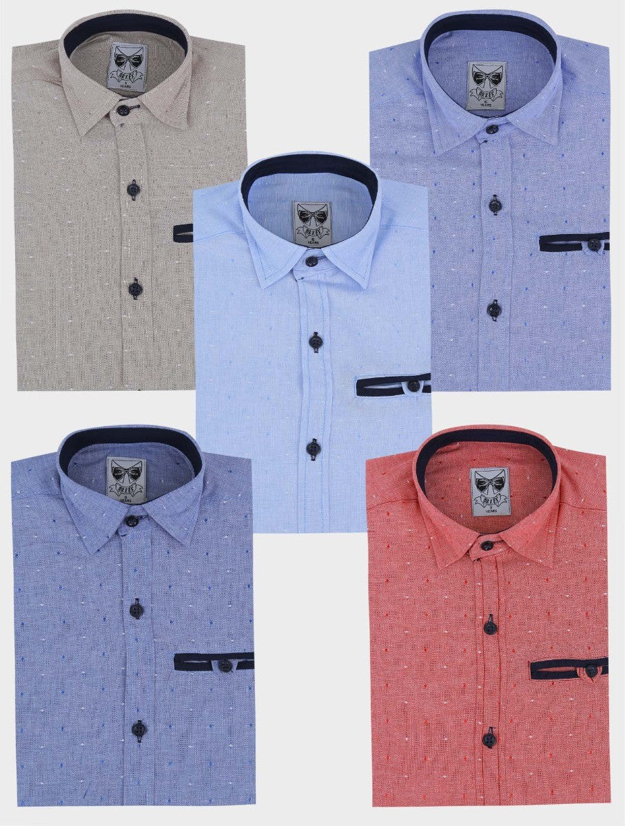 Chemise Oxford à Motifs Pointillés Slim Fit pour Garçons - Rouge