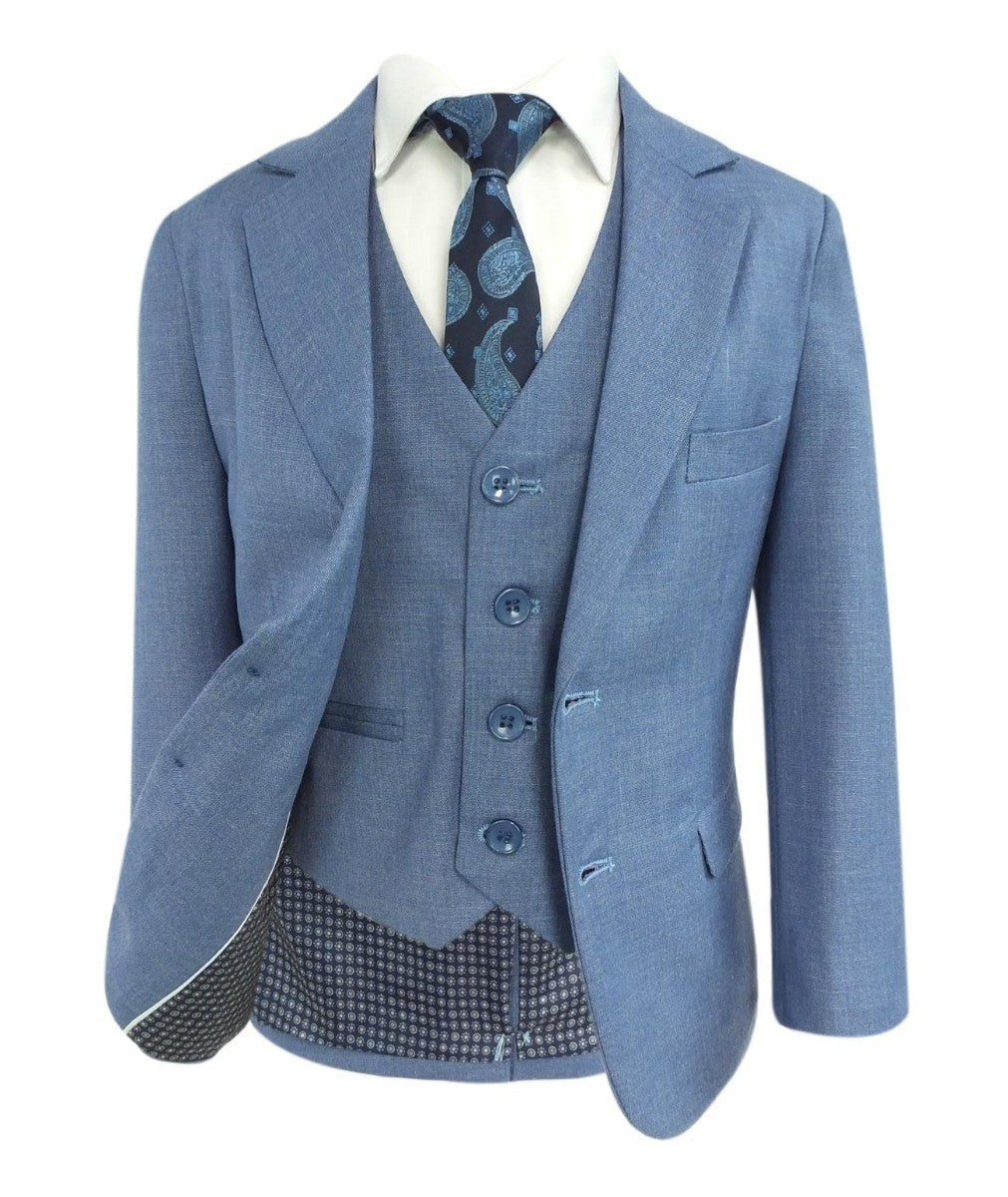 Boys 6 Piece Sky Blue Suit - Blue