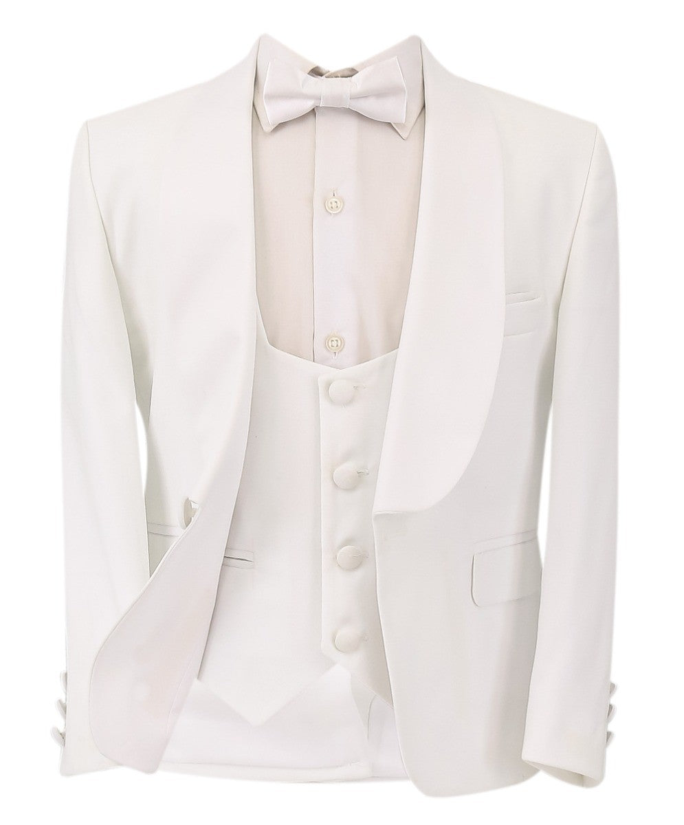 Boys Communion Slim Fit Tuxedo Suit - Ivory