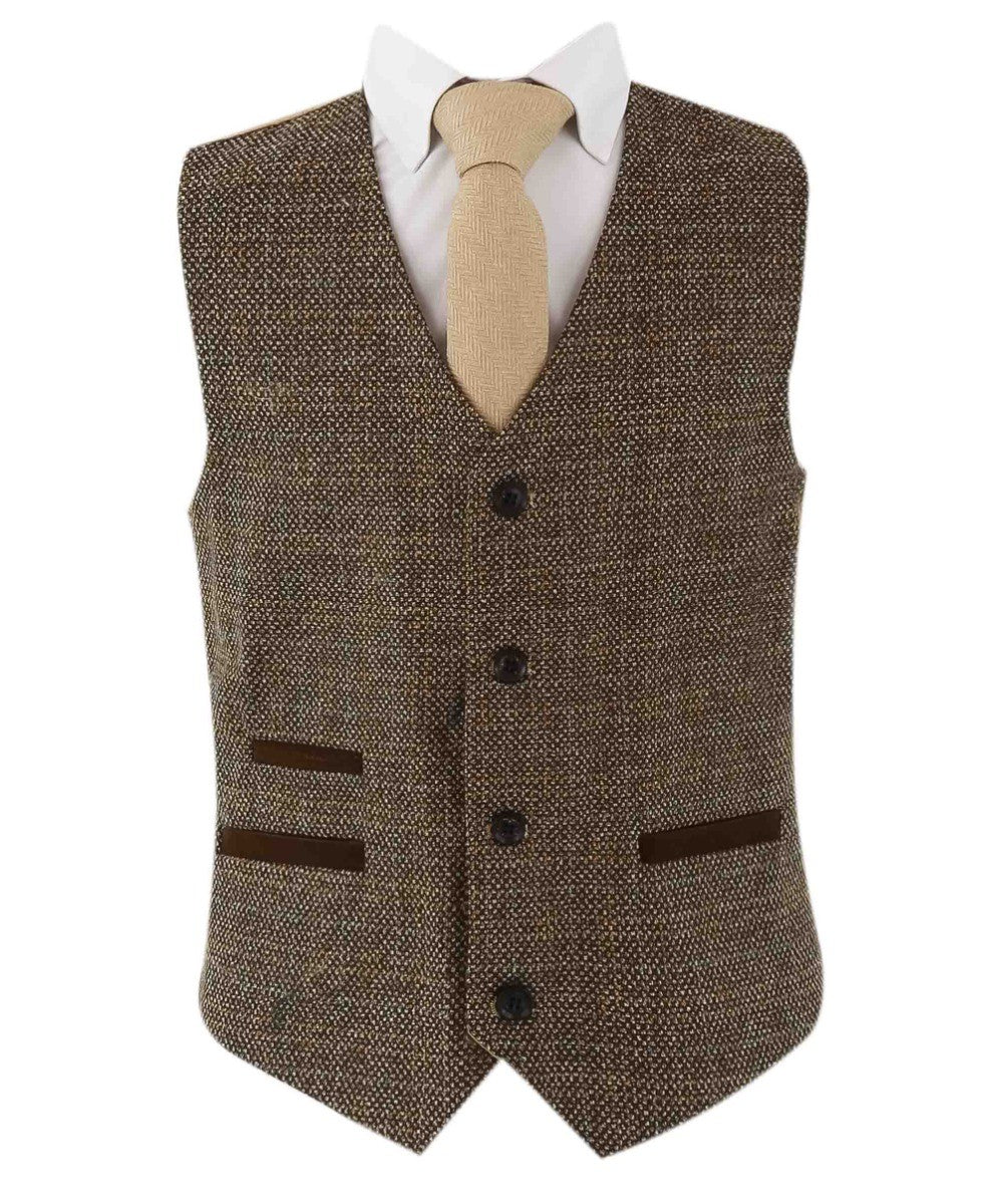 Costume Formel en Tweed Tailored Fit pour Garçons - Ralph - Marron