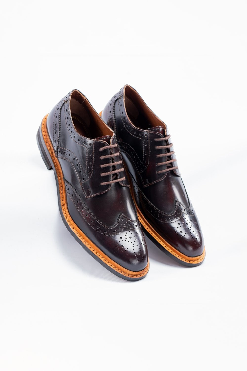 Herren Wingtip Brogue Schnürschuhe - MERTON - Burgunder