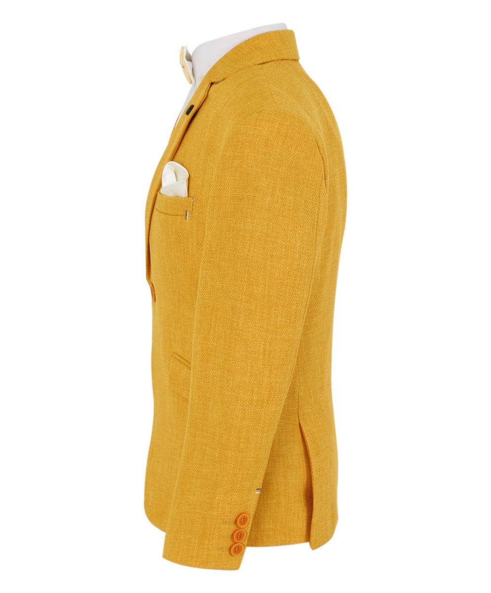 Blazer Texturé à Simple Bouton Slim Fit pour Garçons - VARDY - Jaune Moutarde