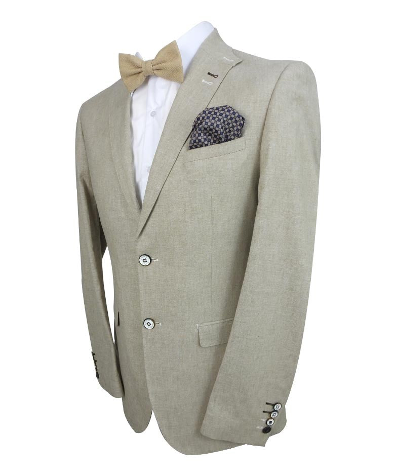 Costume en Lin Slim Fit pour Hommes - Style ETHAN - Beige