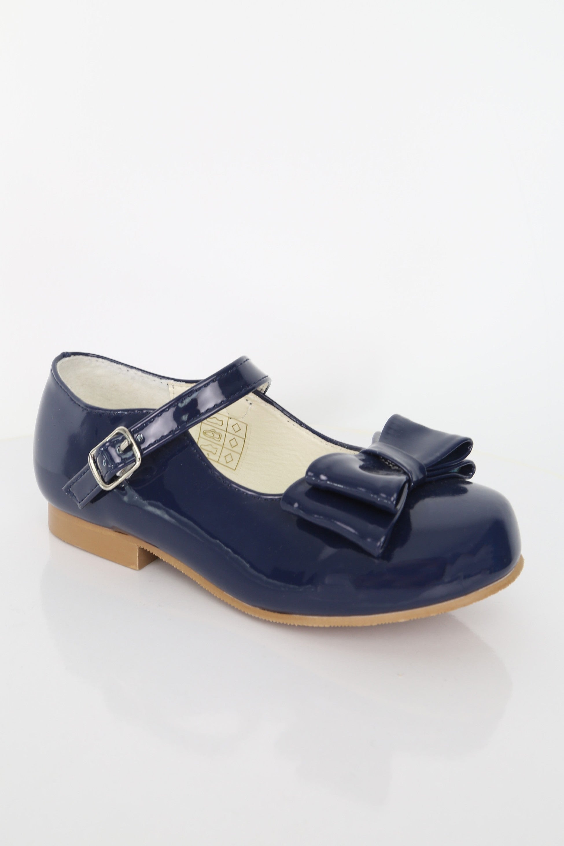 Mädchen Lack Mary Jane Schuhe mit Schleife – LIYA - Marineblau