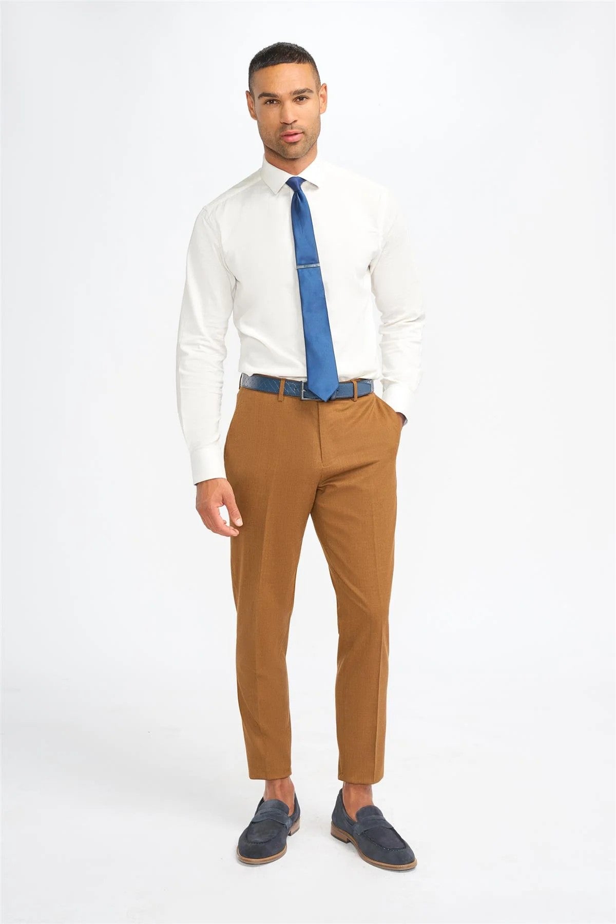 Pantalons formels en laine ajustés pour hommes - James - Sierra