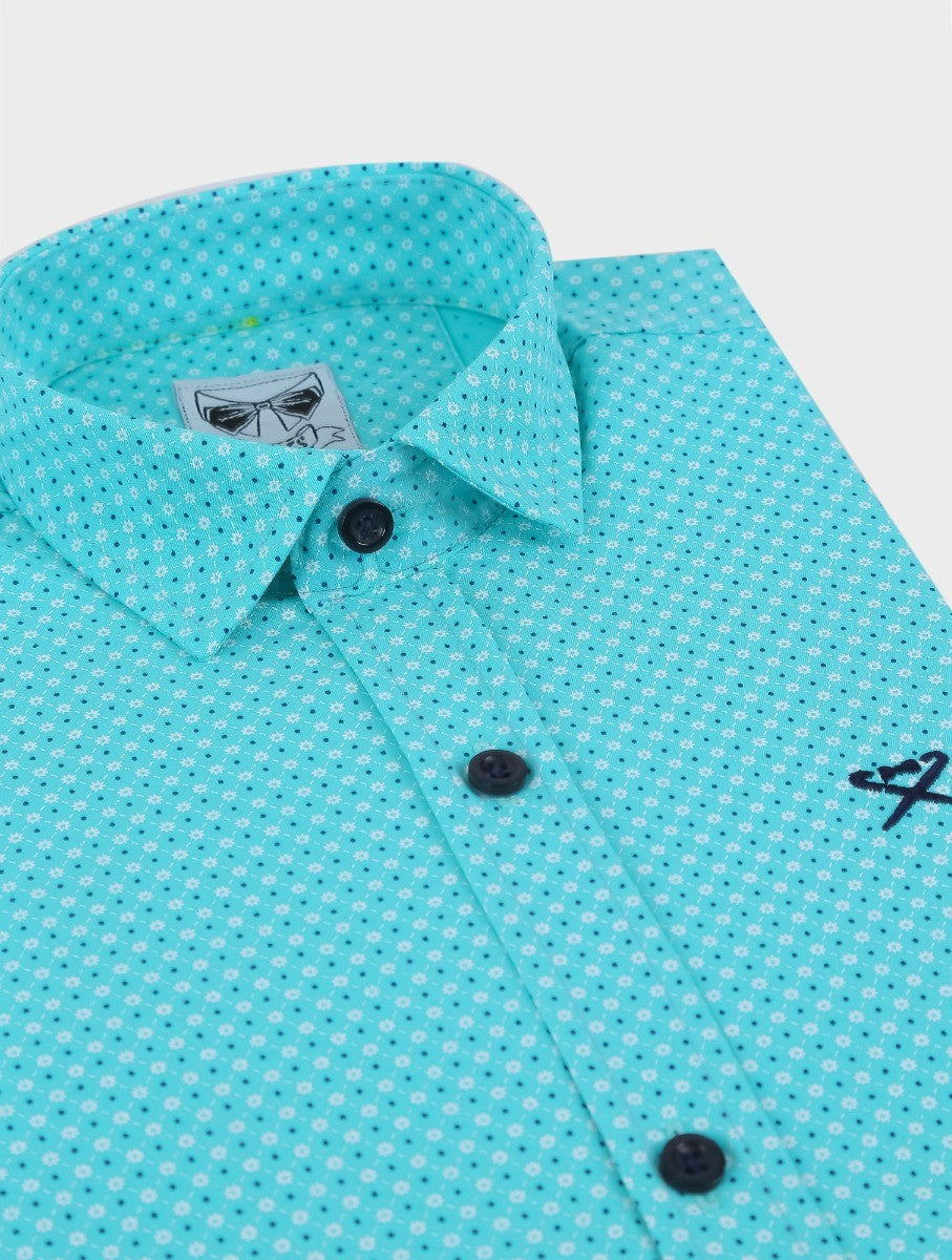 Chemise à Manches Longues à Motifs Slim Fit pour Garçons - ARTHUR - Vert