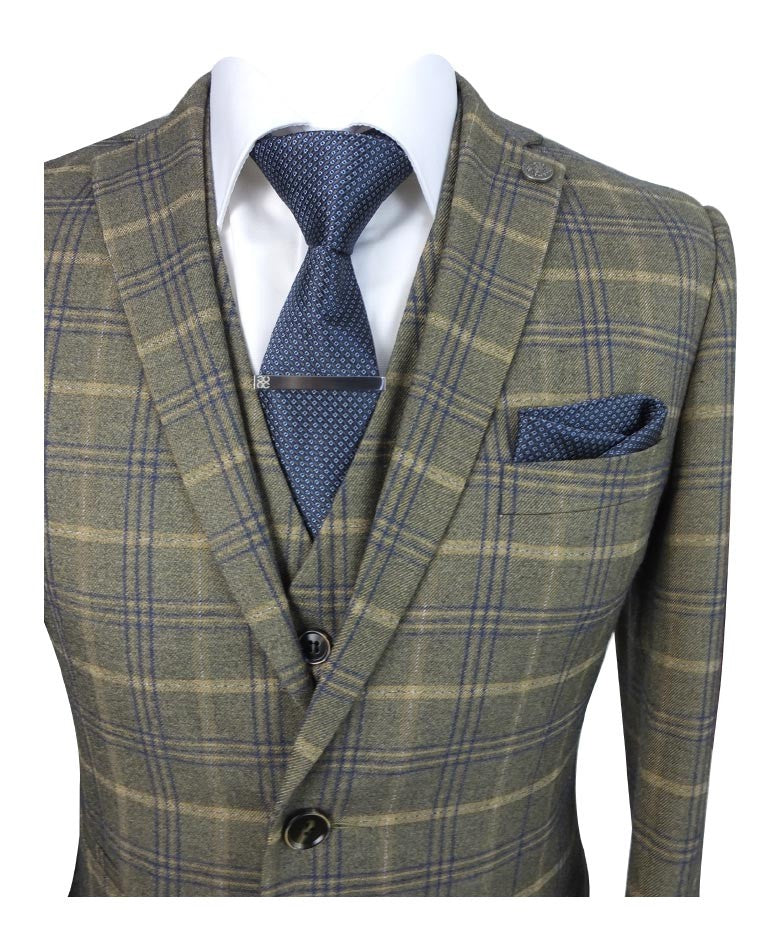 Costume Retro à Motif Check Tailleur pour Homme - KENNETH - Brun Beige