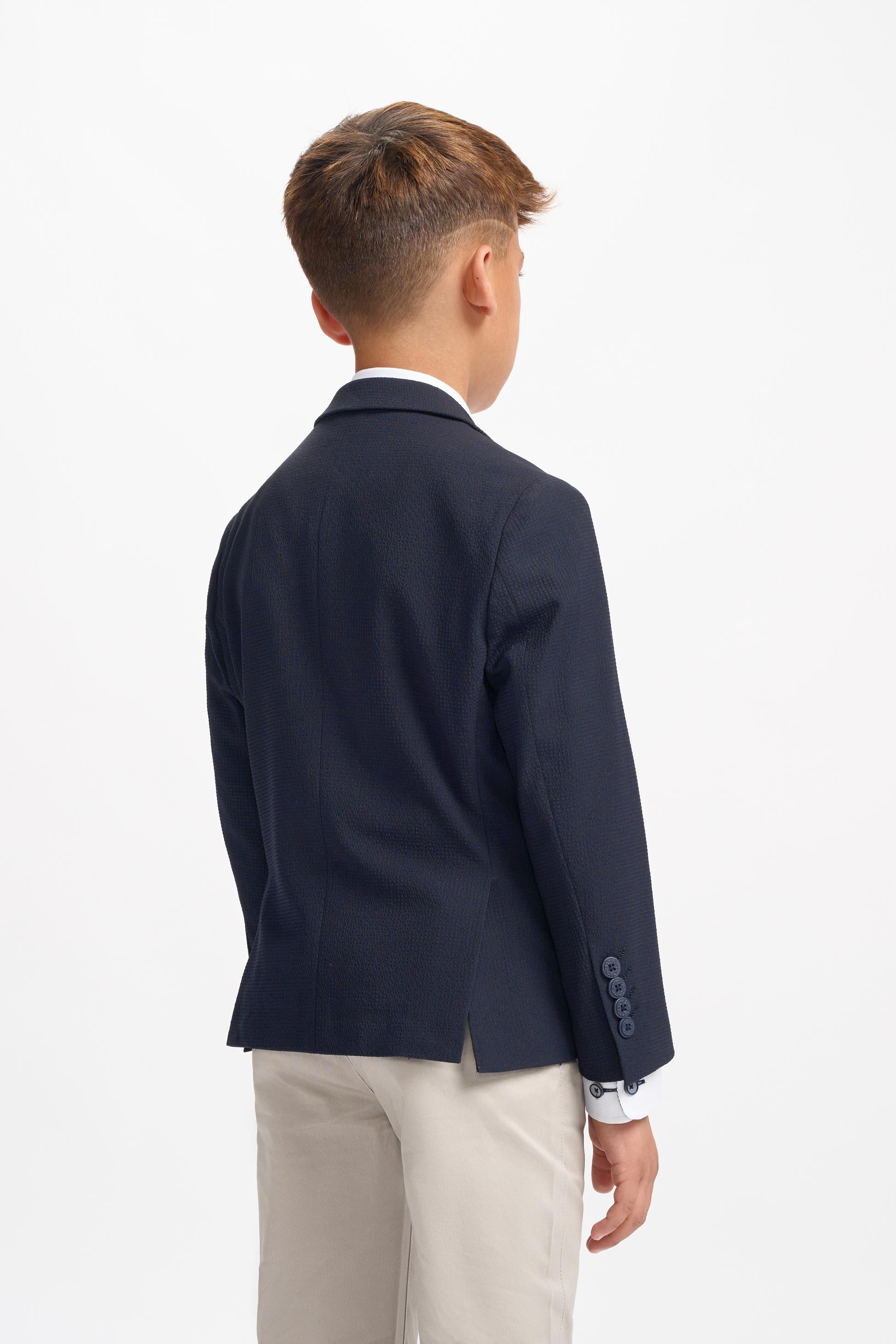 Veste de Costume Texturée Slim Fit pour Garçons - SIREN - Bleu Marine