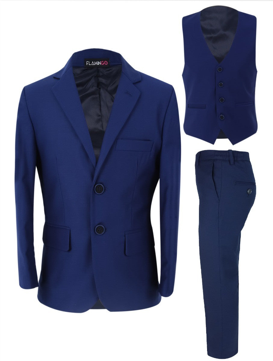 Ensemble Costume 6 Pièces Tailored Fit pour Garçons - LORENZO - Bleu Parlement