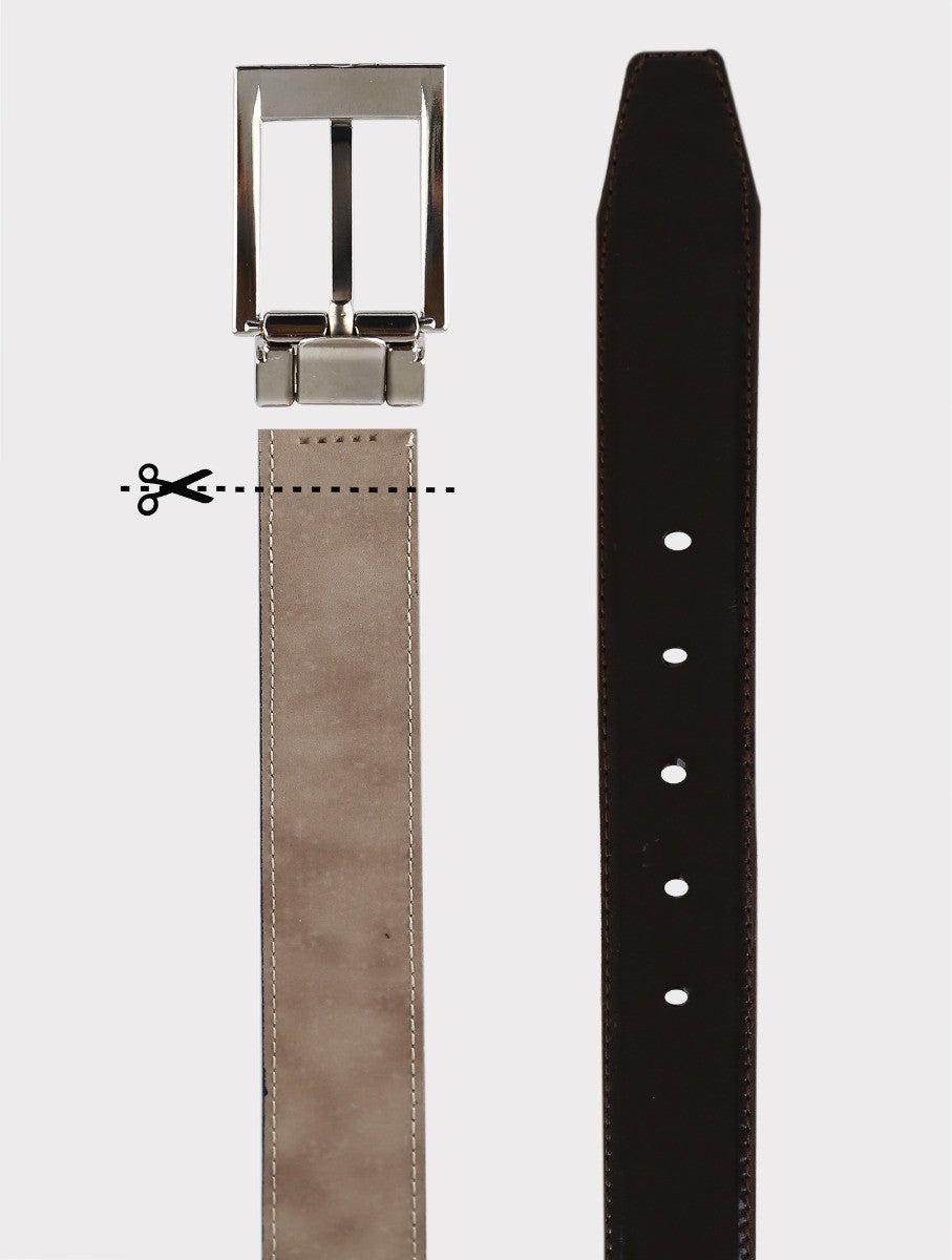 Boys Leather Belt - Shinny - Dark Brown