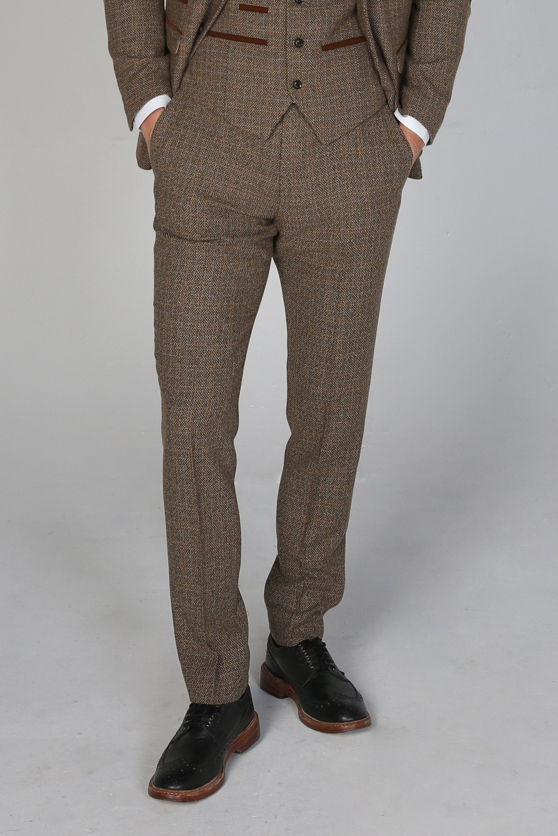 Men'S Tweed-like Formal Trousers - RALPH - Brown