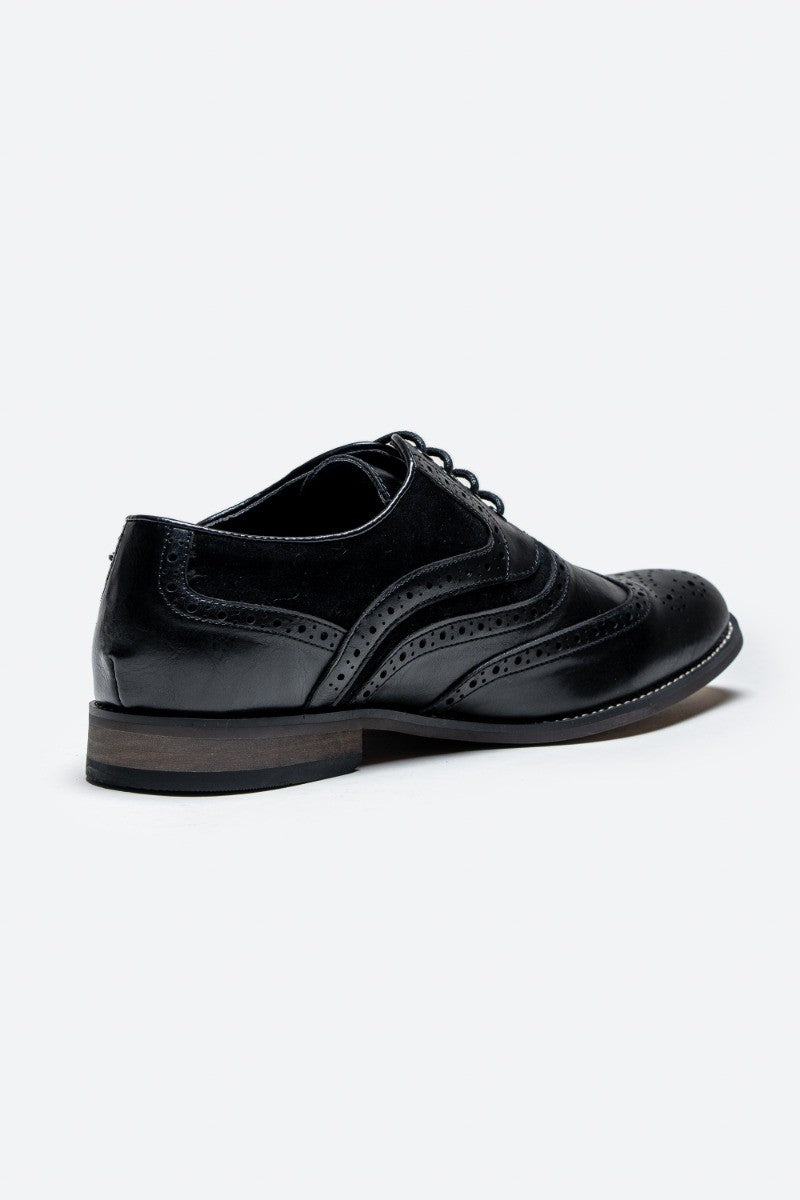 Chaussures habillées brogue à lacets pour hommes - Russel - Noir