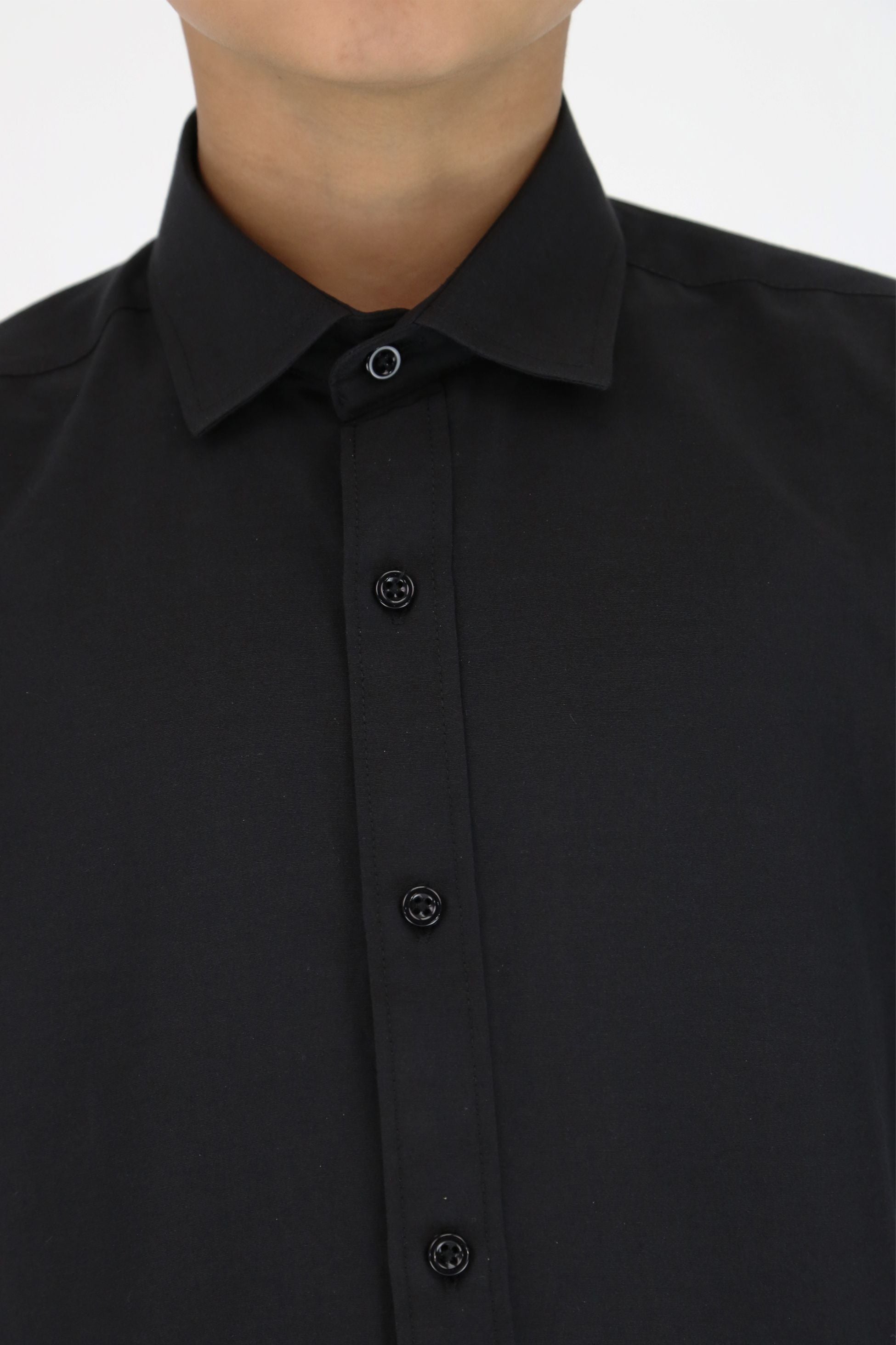 Chemise Classique Slim Fit en Coton pour Garçons - Noir