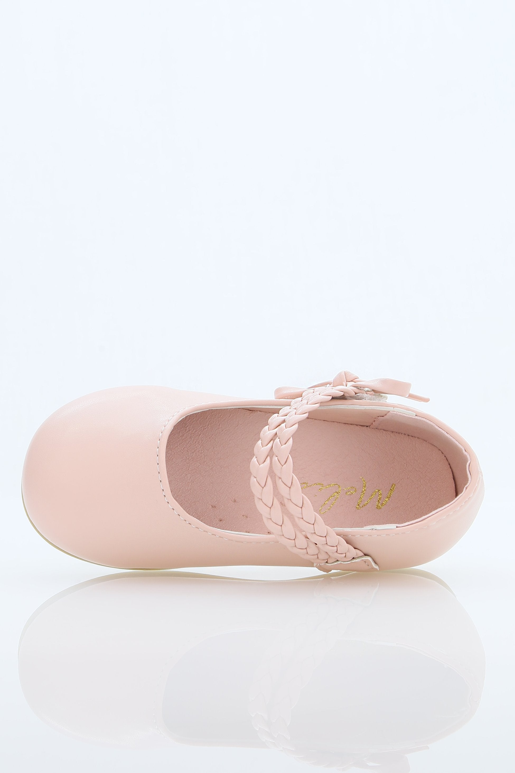 Chaussures Mary Jane avec bride tressée et nœud pour petites filles - OPHELIA - Rose