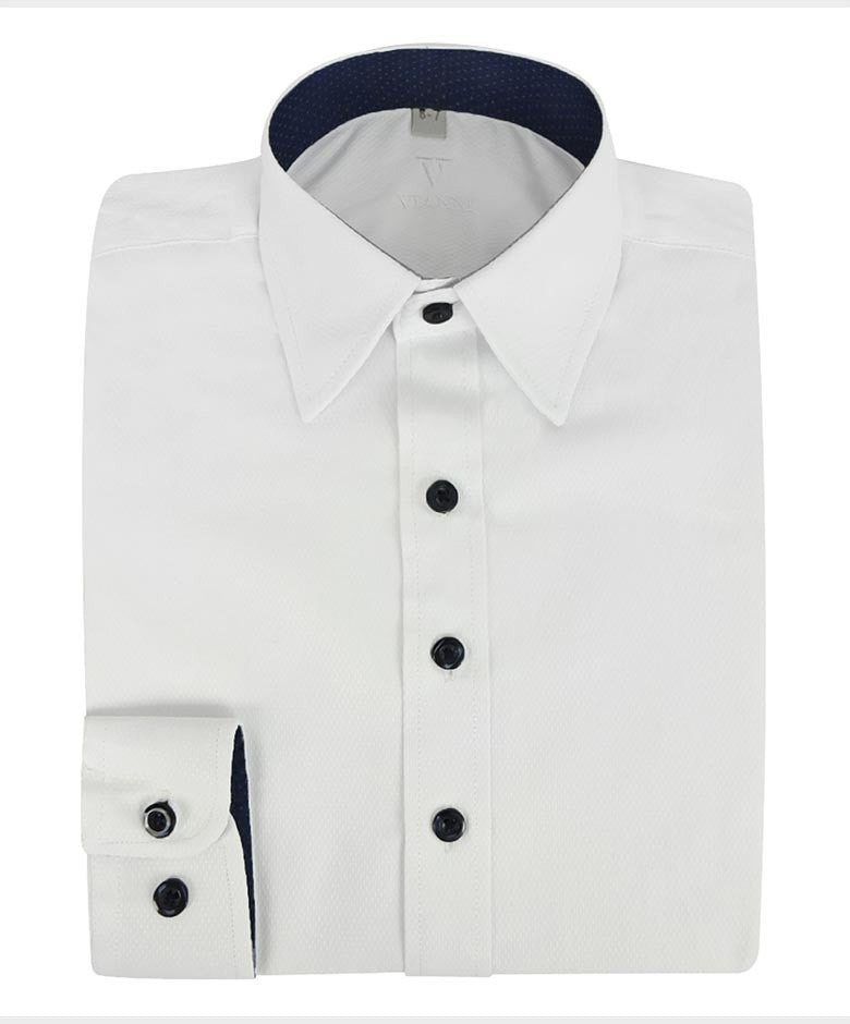 Chemise à Manches Longues en Coton pour Garçons - Blanc