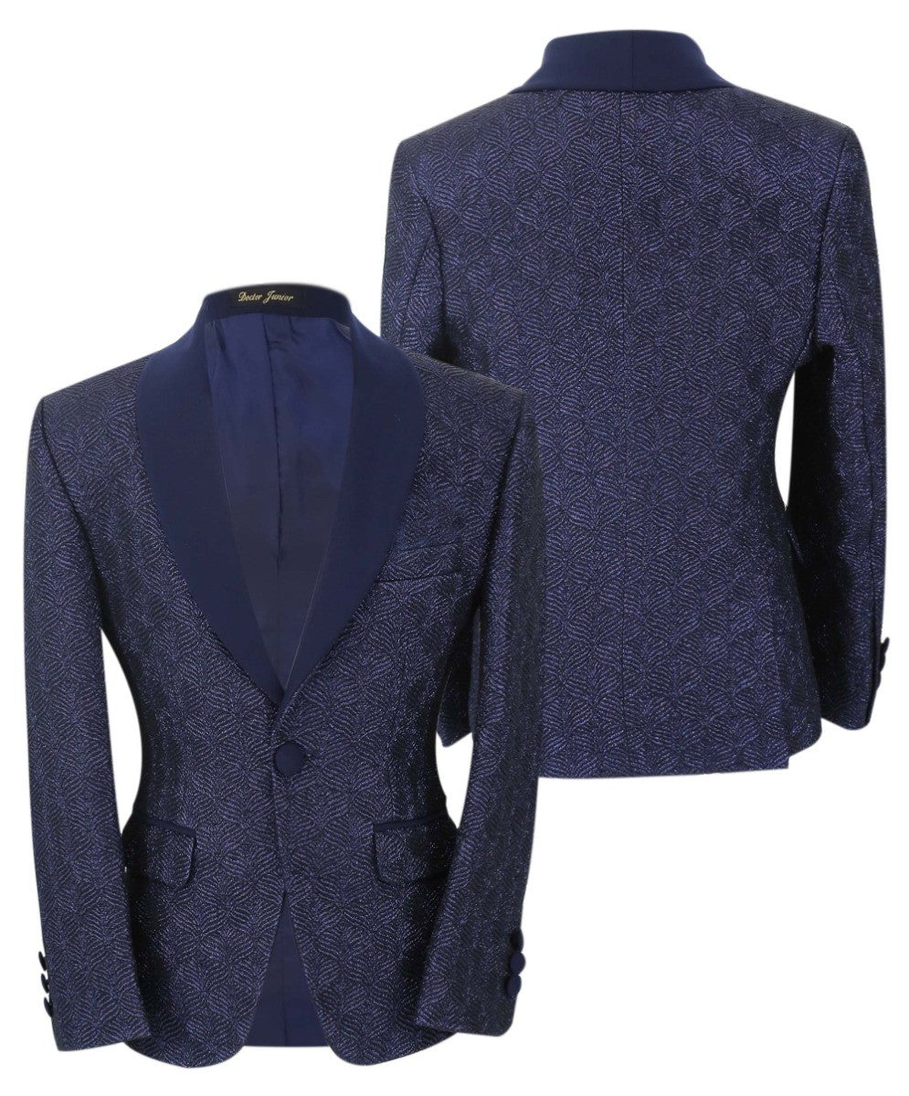 Costume de Smoking en Tweed Slim Fit pour Garçons - ROBBIE - Bleu Marine