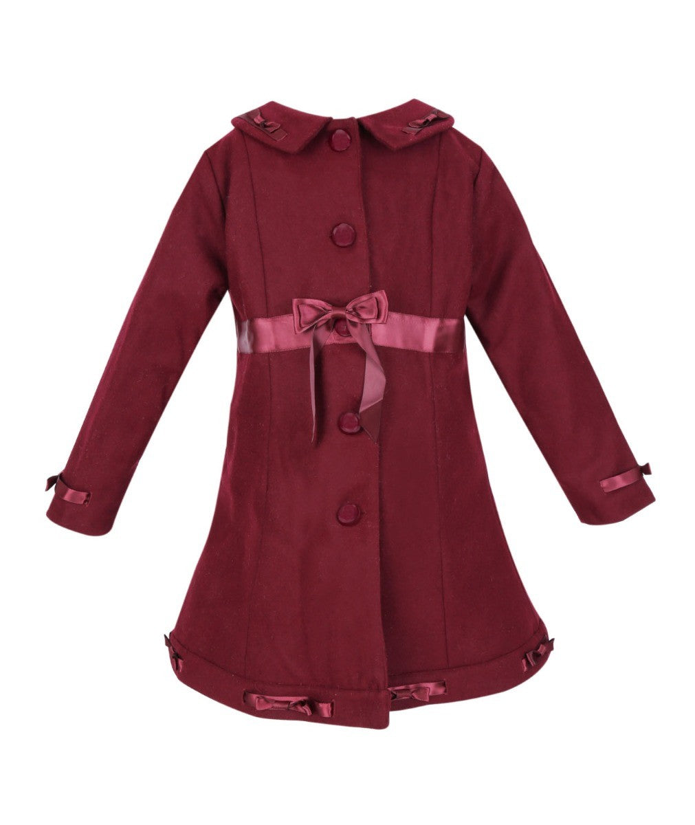 Girls Felted Wool Coat and Hat Set - Burgundy