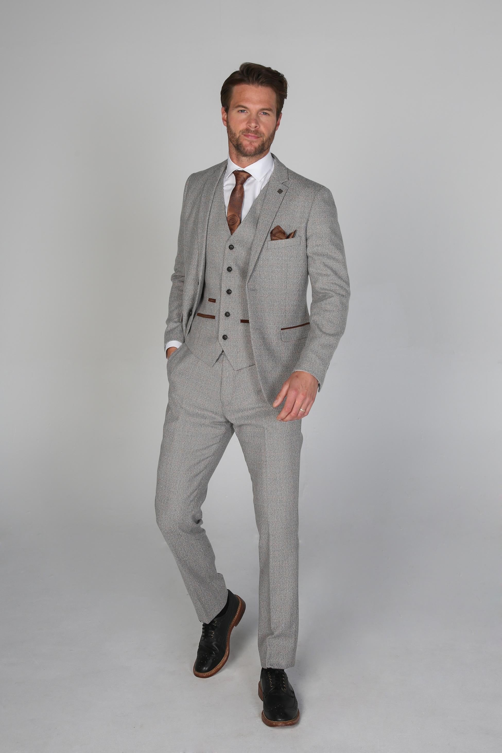 Men's Tweed-like Tailored fit Suit Jacket - Ralph - Cream