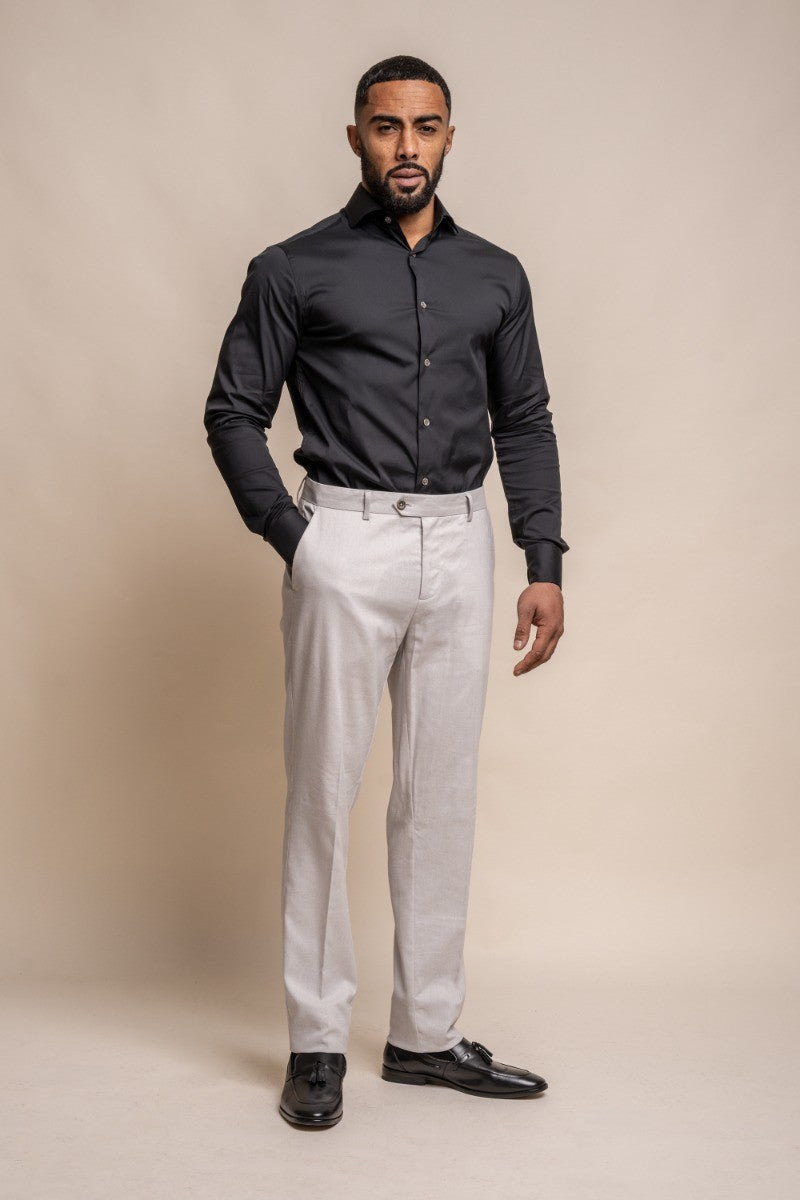 Herren Slim Fit Leinen Hose - ALVARI - Stein