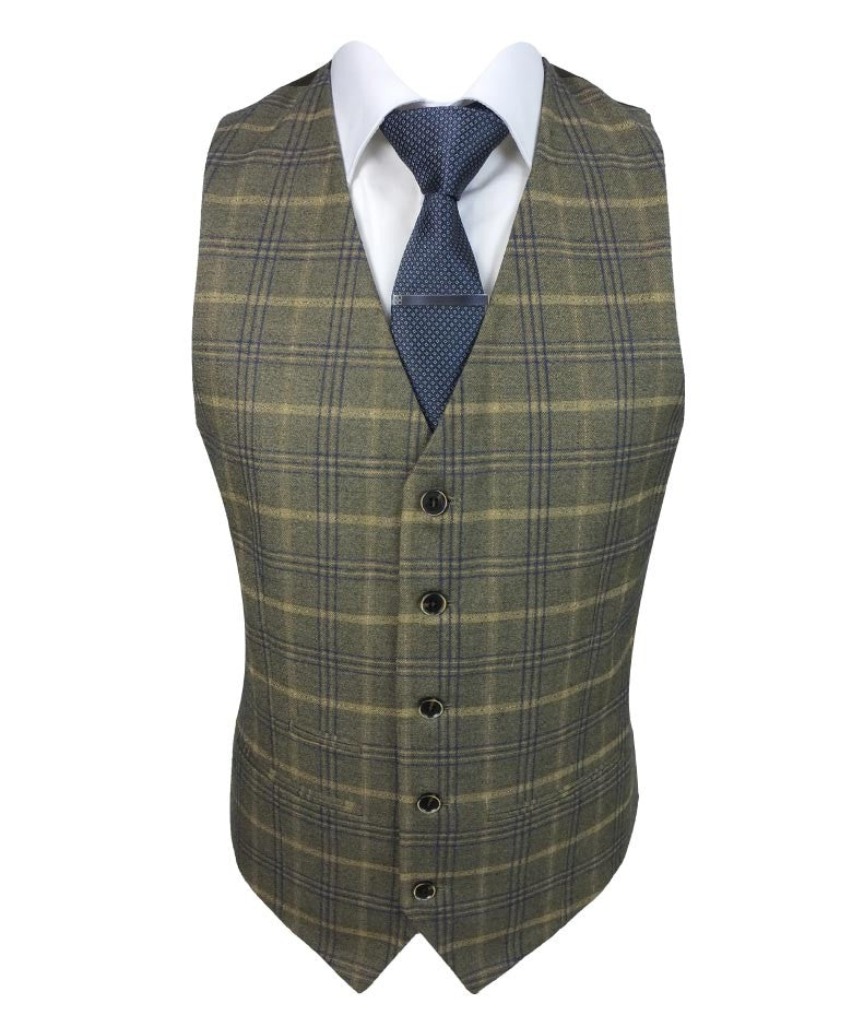 Costume Retro à Motif Check Tailleur pour Homme - KENNETH - Brun Beige