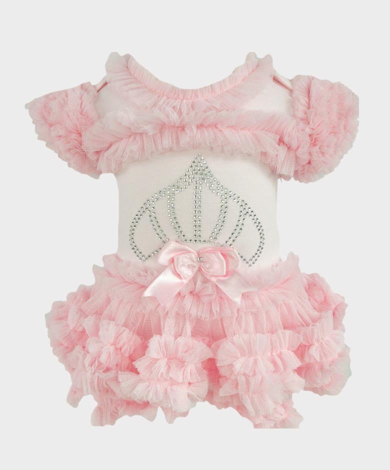 Bodysuit Tutu en Tulle et Coton pour Fillettes - Rose