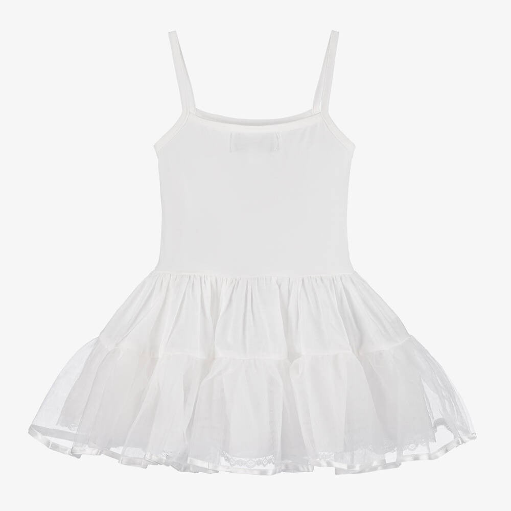 Robe de Ballerine en Coton Blanc avec Jupon pour Fillettes - Ivoire