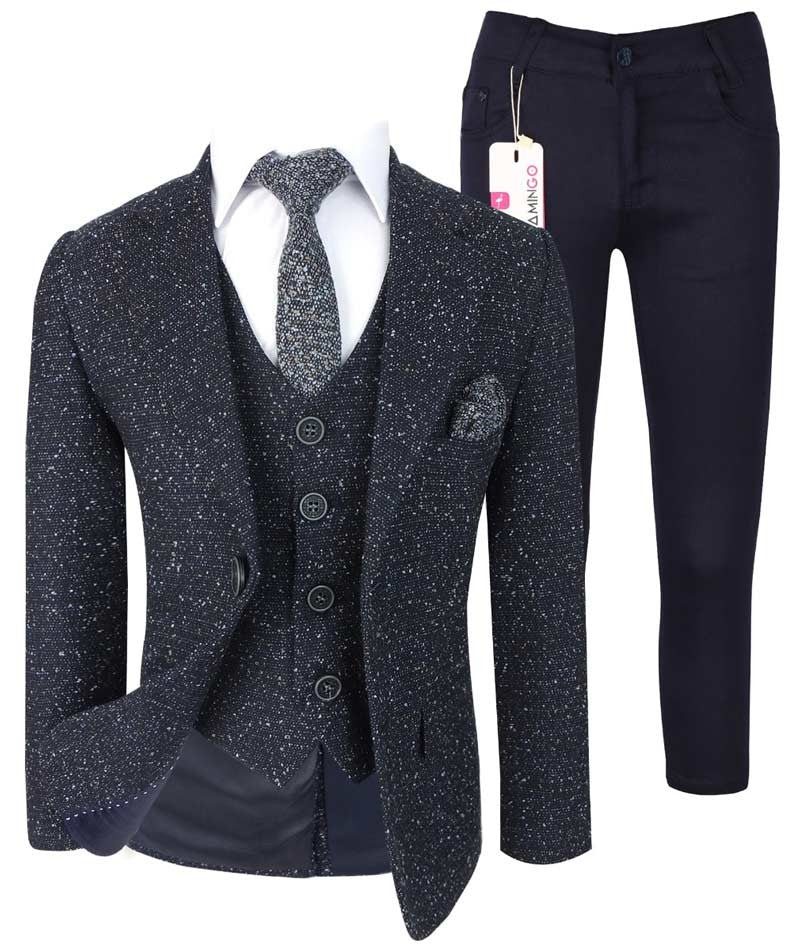 Costume en Tweed Tailored Fit avec Chino pour Garçons - COSMO Bleu Marine - Bleu Marine