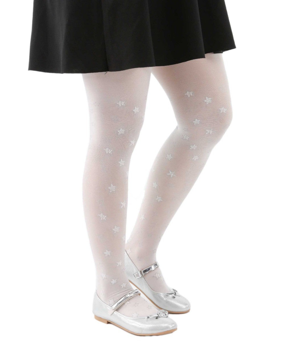 Collants à Motifs Étoiles pour Filles - RUYA - Blanc