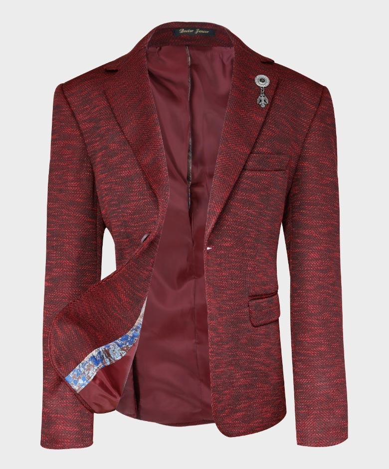 Blazer à Motifs Birdseye Tailored Fit pour Garçons - Bordeaux