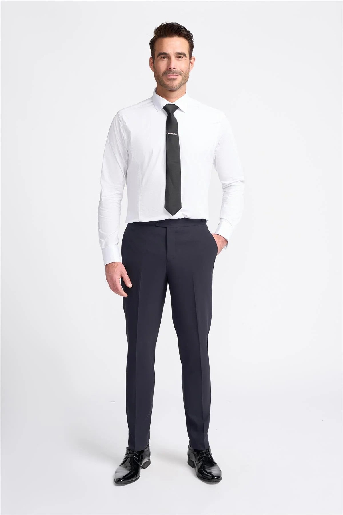 Pantalon Formel en Laine Mélangée pour Homme - ASPEN W/T - Bleu Marine