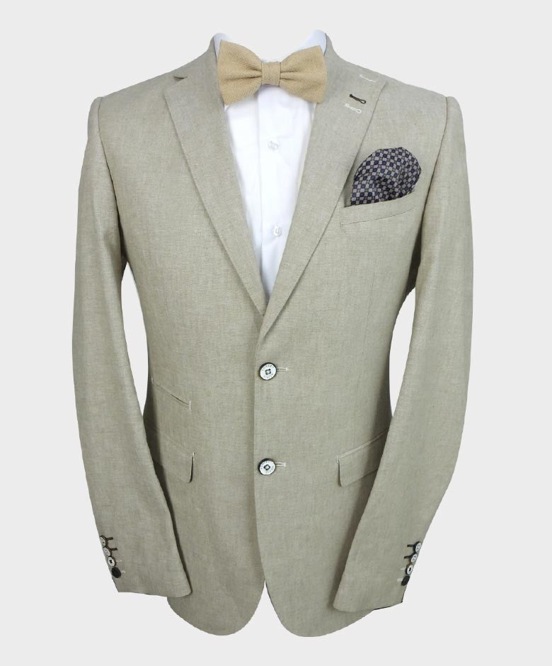 Blazer en Lin Slim Fit pour Hommes - ETHAN - Beige Kaki