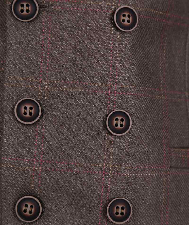 Ensemble Gilet en Tweed à Motif Check pour Hommes et Garçons - Marron - Brun