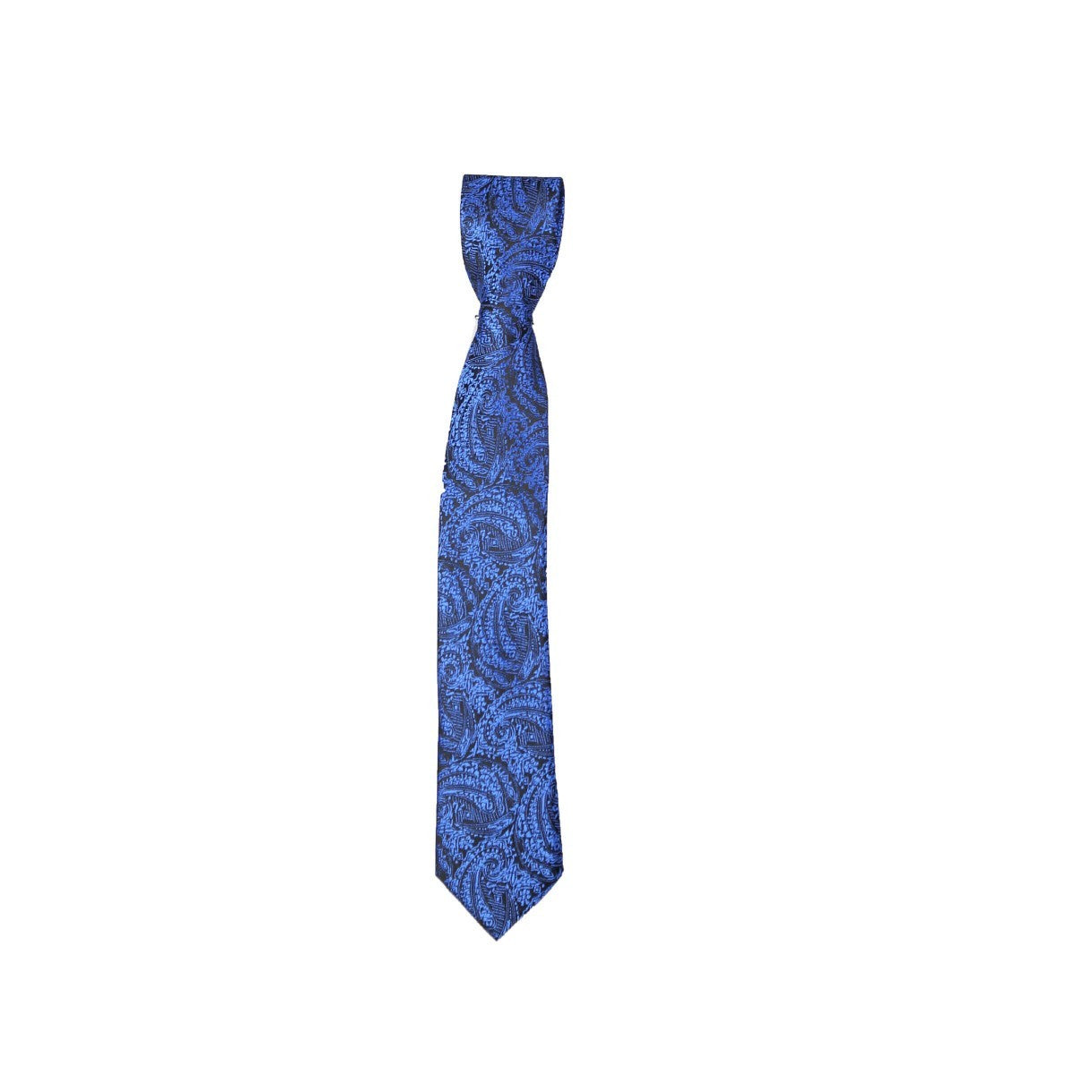 Jungen & Herren Paisley Swirls Formelle Krawatte & Taschentuch-Set - Royalblau